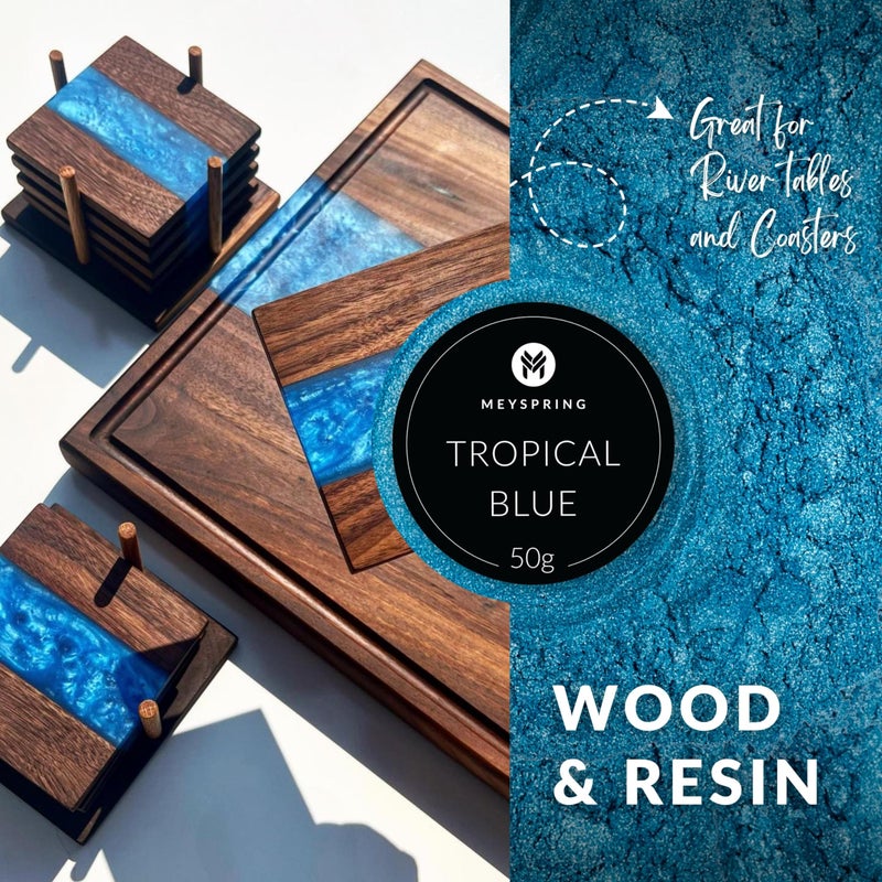MEYSPRING Tropical Blue Epoxy Resin Color Pigment - 50 Grams - Great for Resin Art  Epoxy Resin  and UV Resin- Mica Powder for Epoxy Resin - Image 4